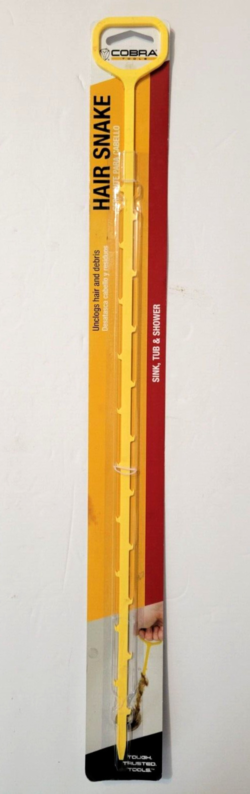 Cobra Yellow Plastic Hair Snake Flexible Drain Cleaning Tool 20 in. NEW 00112BL