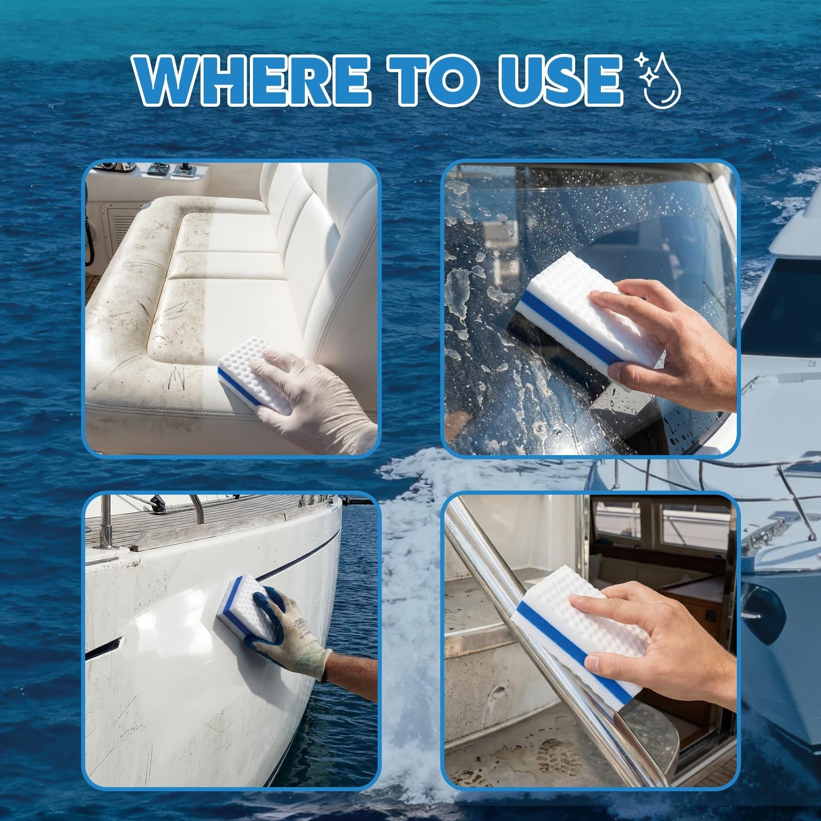 5 Pack Boat Cleaning Erasers – Non-Toxic Sponge for Scuff Marks & Grime, Water A