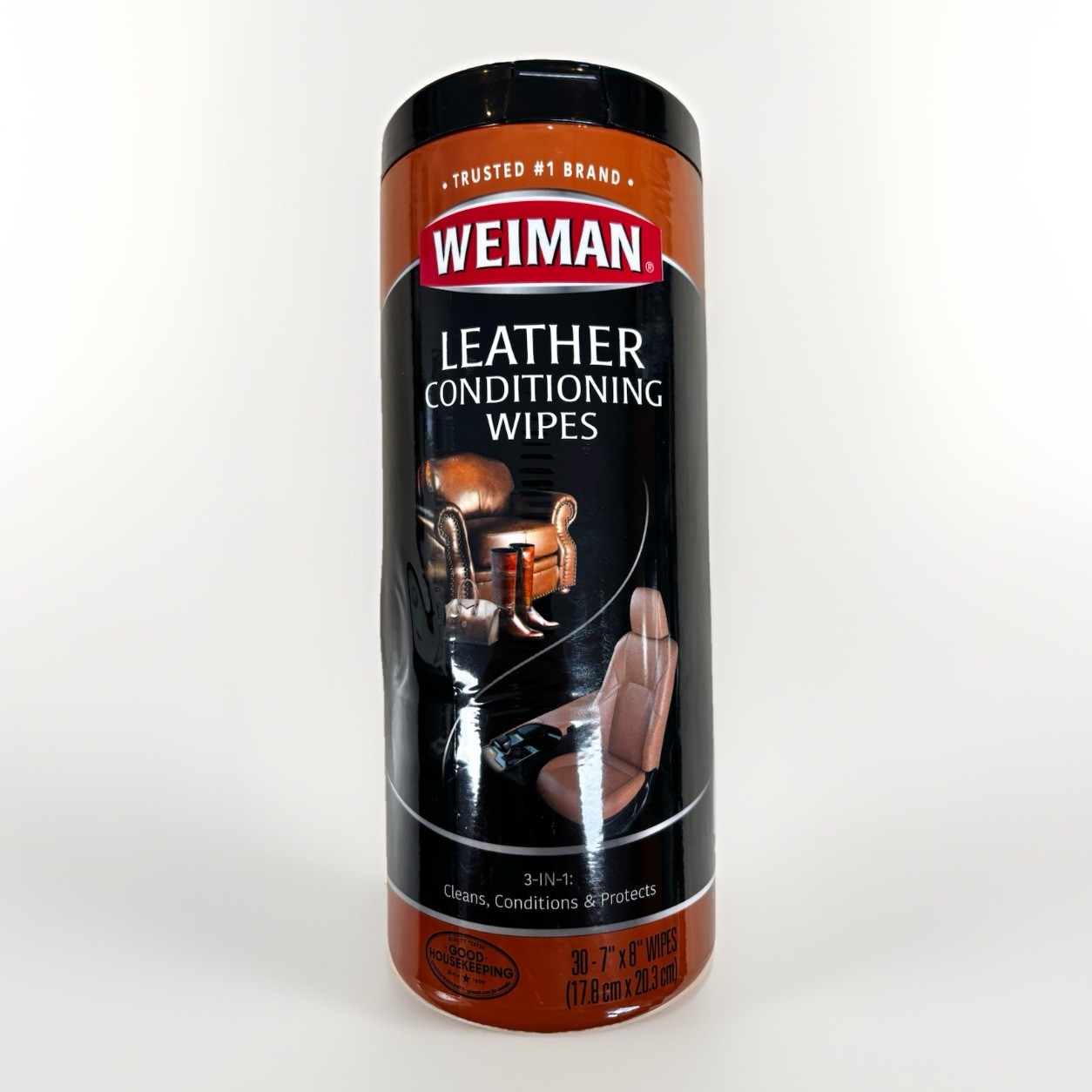 NEW Weiman Leather Clean & Condition Wipes w/ UV Protection- 30 Count 7” X 8”