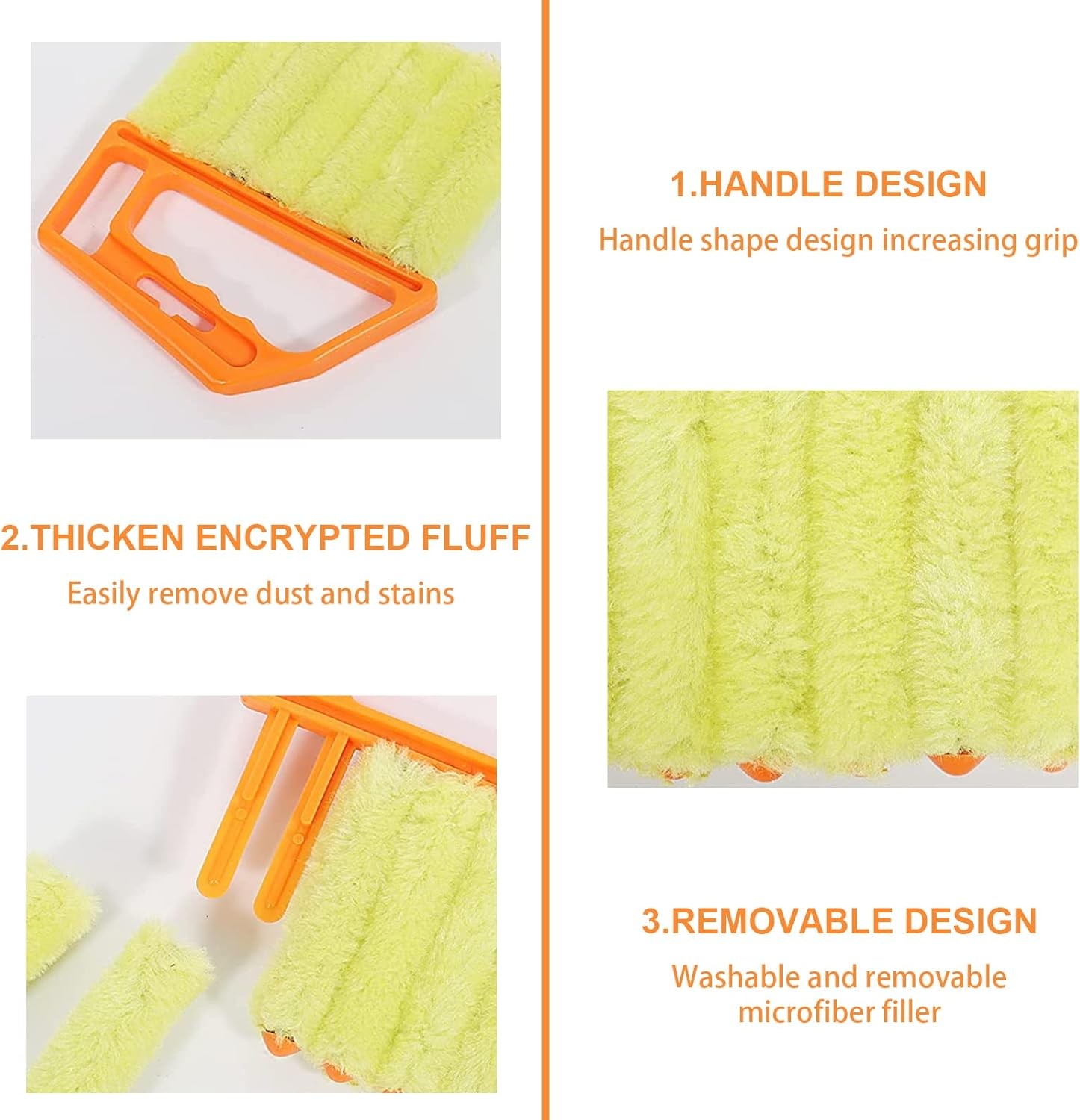 2 Pcs Window Blind Cleaner Duster Tool, Hand-Held Duster Color: Orange、yellow