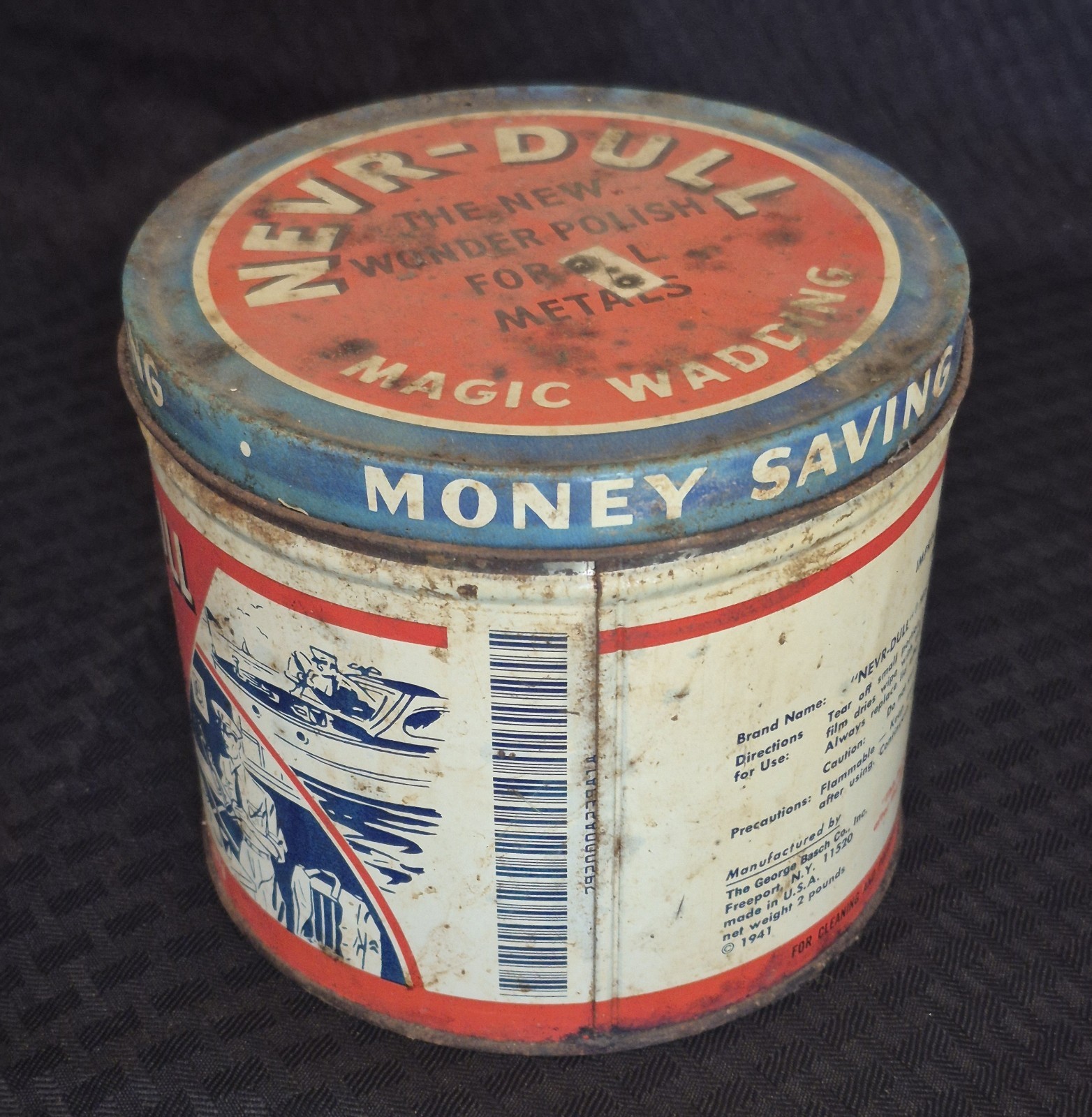 NEVR-DULL Magic Wadding Polish Metal Cleaner Rust Remover Vintage 32 oz Rustic