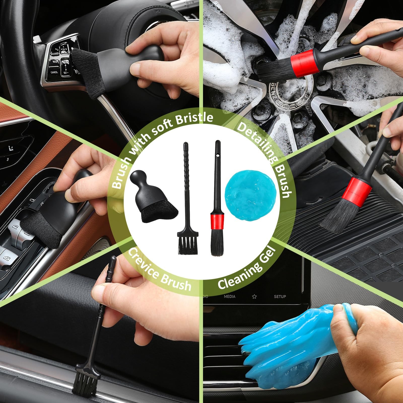 10pcs Windshield Cleaner Tool, Car Window Cleaning Wash Kit with 4 Reusable M…