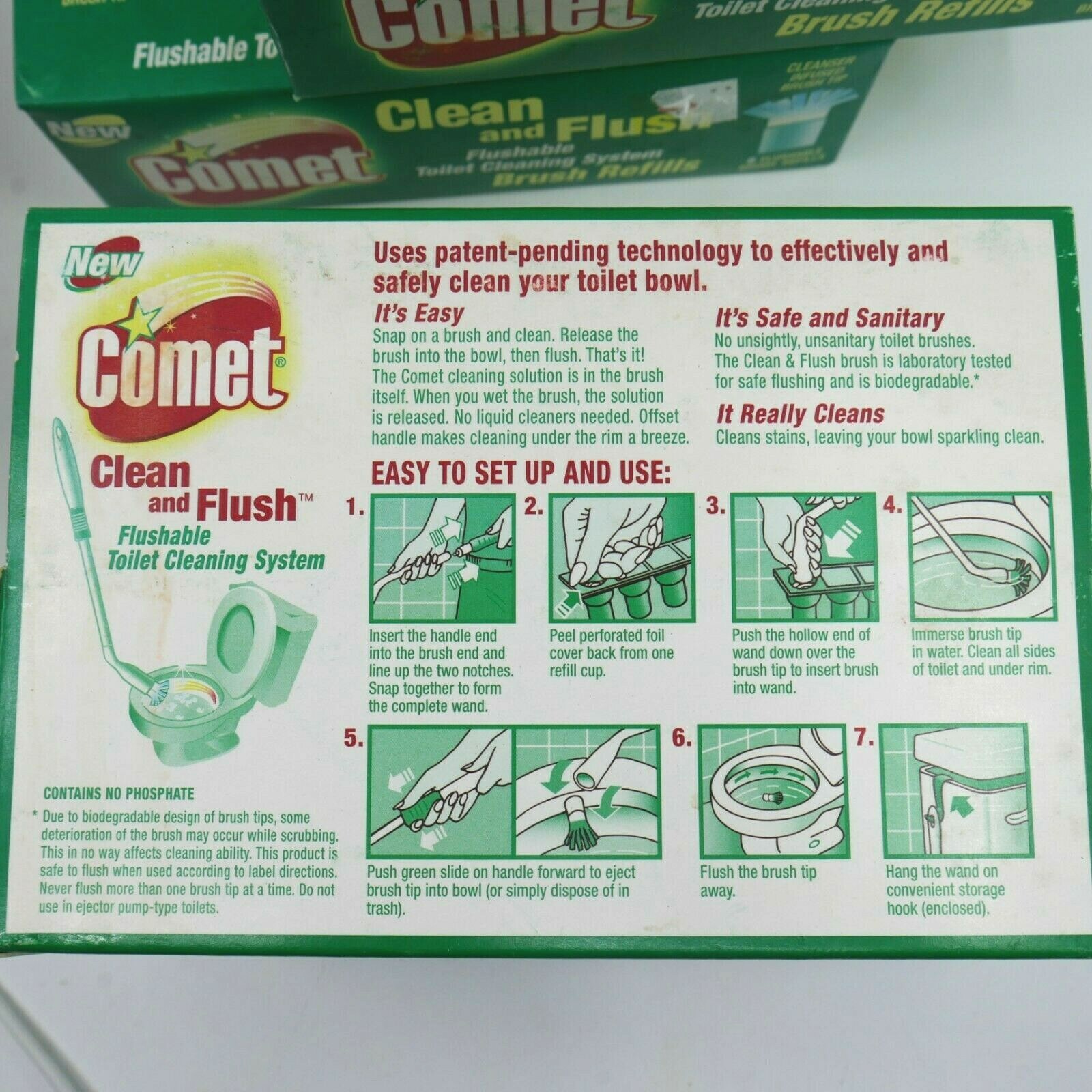 COMET Flushable Toliet Cleaning System Brush Refill 3 Boxes – 24 Refills Total