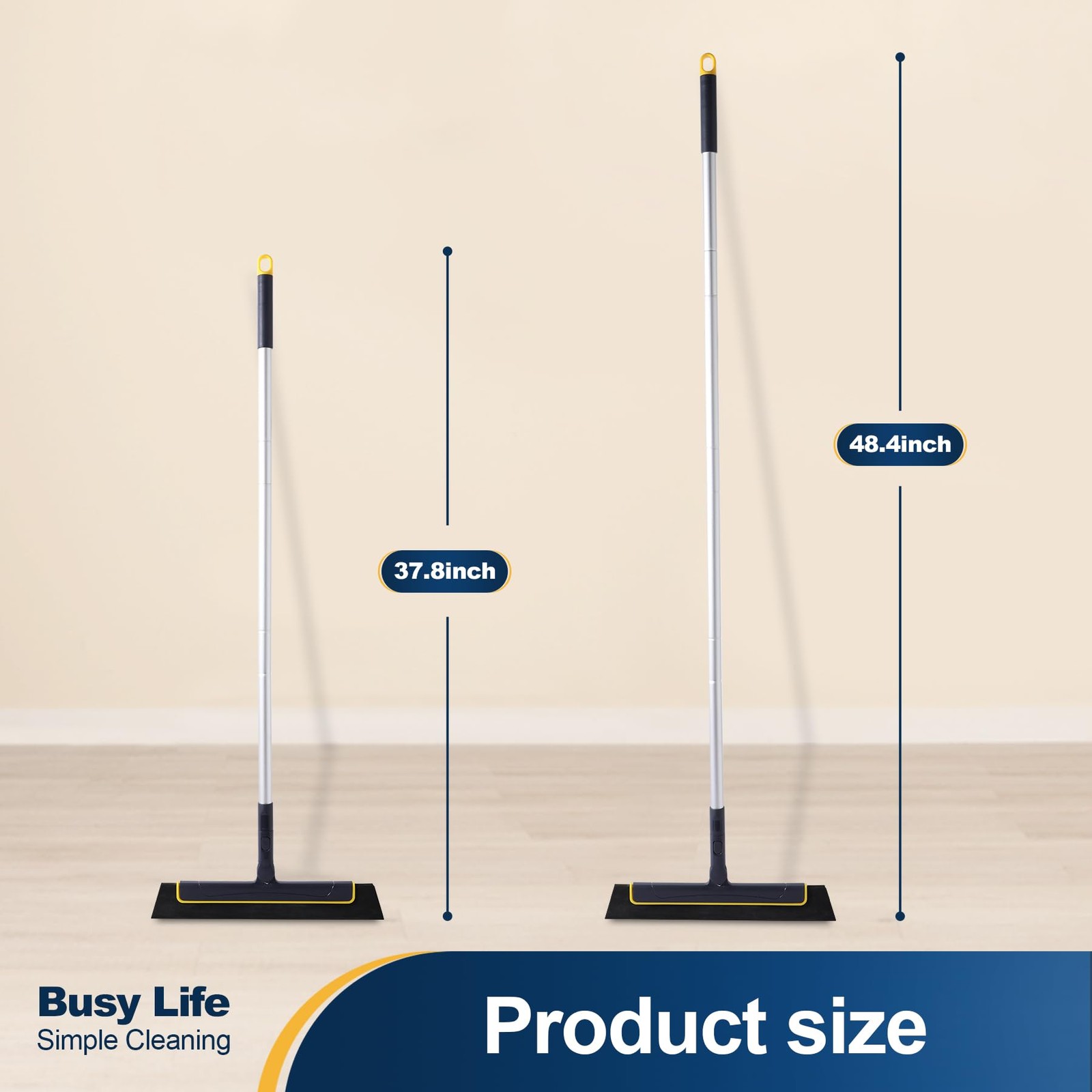 Floor Squeegee Broom EVA Foam Blade Aluminum Pole for Shower Bathroom Kitchen…