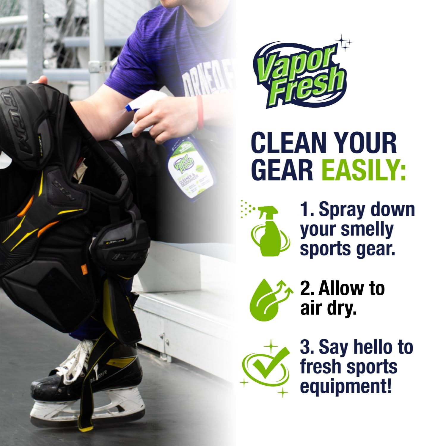 Vapor Fresh Sports Cleaner and Deodorizer – Sports Gear Odor Eliminator, Box…