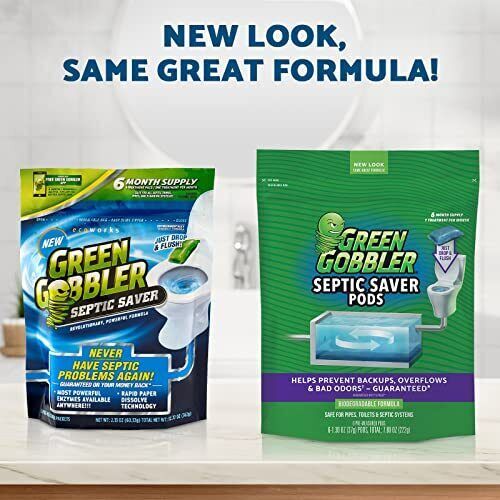 Green Gobbler Septic Tank Treatment Packets | 6 Month Septic Tank Supply |