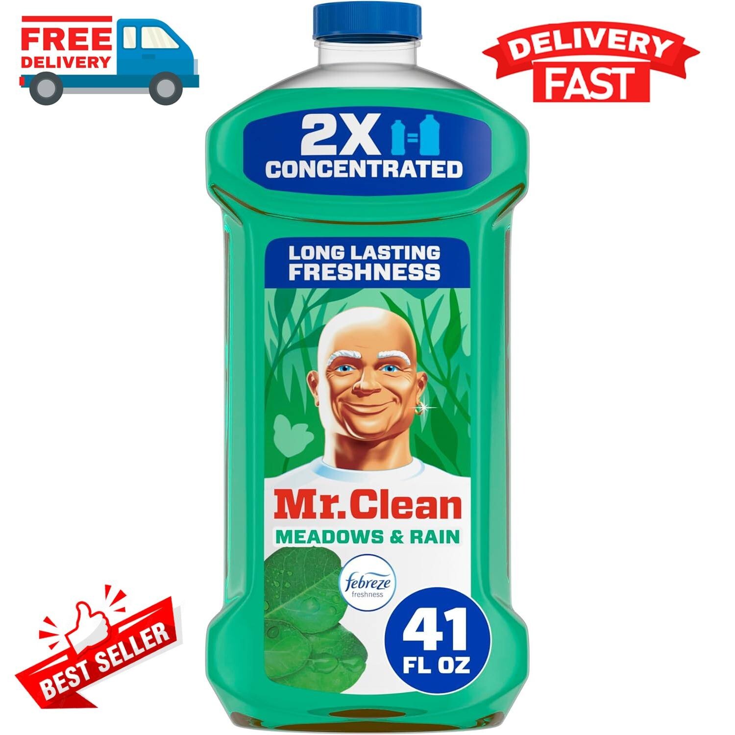 Mr. Clean 2X Concentrated Multi Surface Cleaner With Lemon Scent, (41 fl oz) US