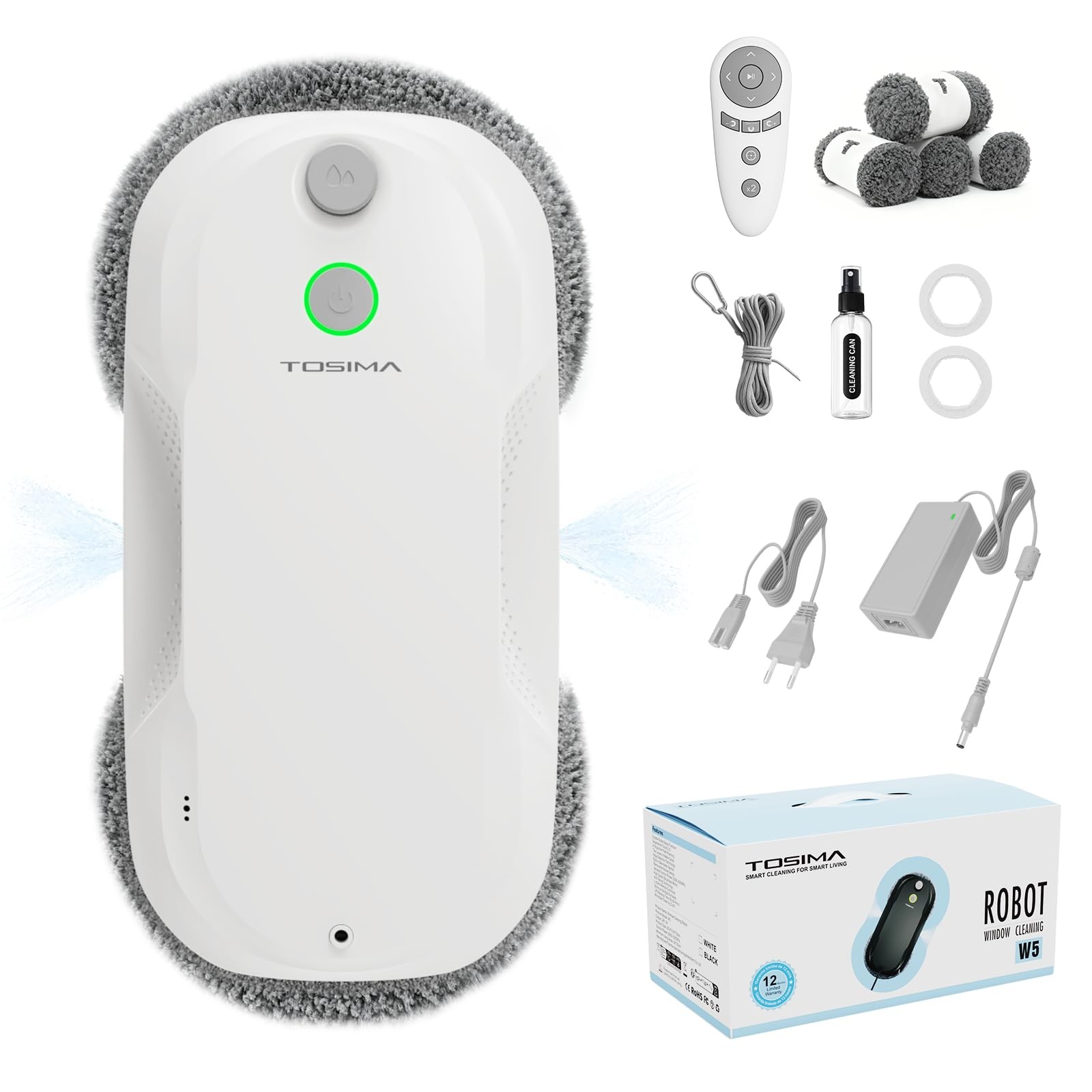 Tosima W5 Window Cleaning Robot, 6400Pa Max Adaptive Suction, Auto-Spray Smar…