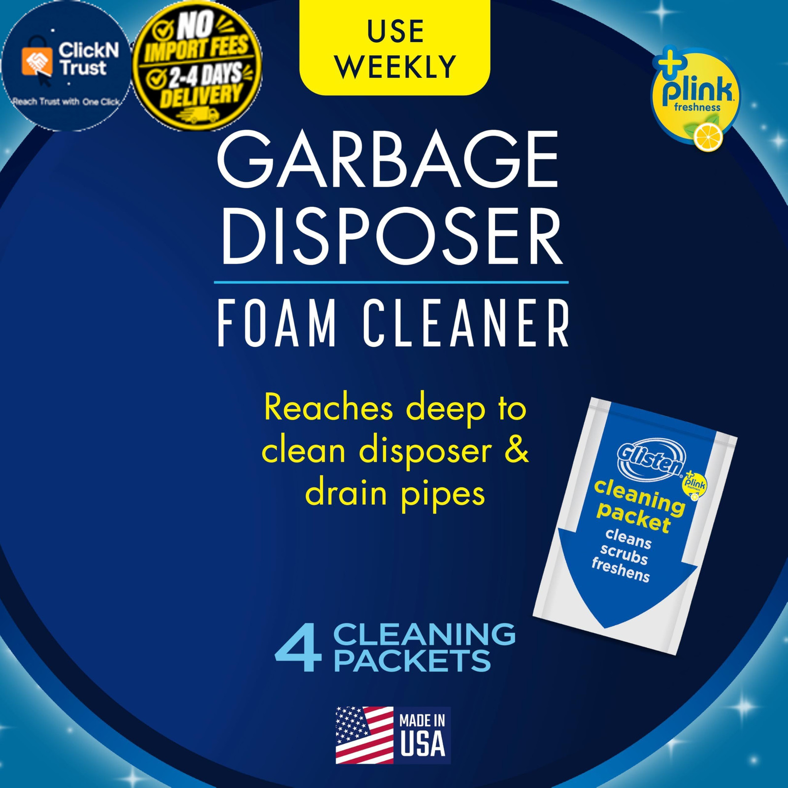 Glisten Garbage Disposer Cleaner and Freshener, 4.9 Ounce (Pack of 1), Red