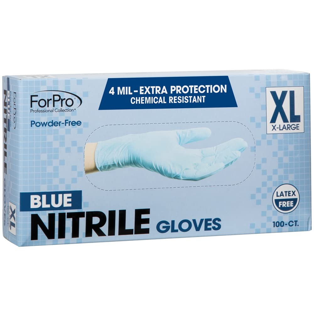 ForPro Disposable Nitrile Gloves, Chemical X-Large (Pack of 100), Blue