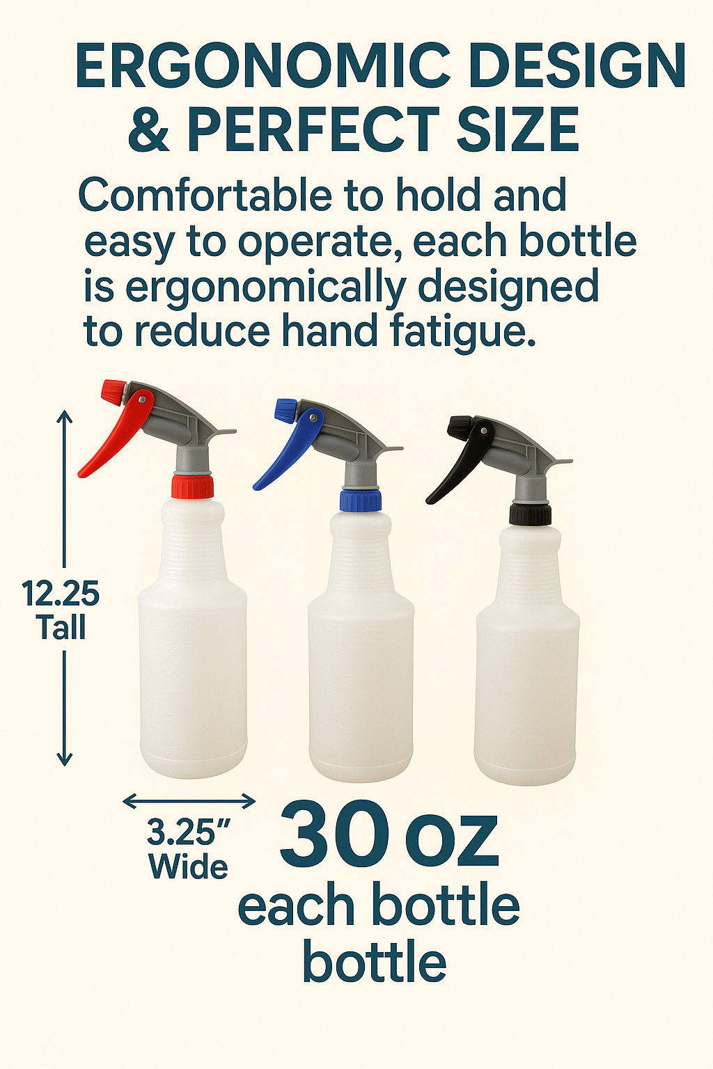 Spray Bottle with Adjustable Nozzle – Multi-Purpose Mist & Stream 3-Pack 30 Oz