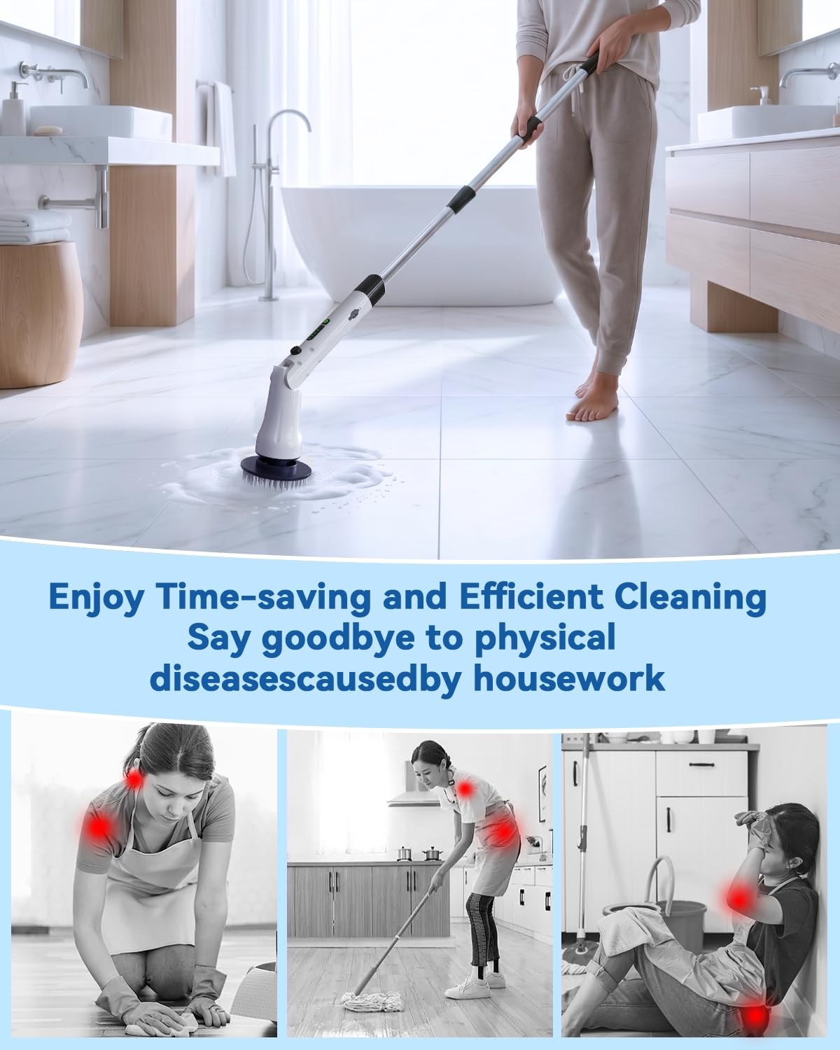Electric Spin Scrubber, Bathroom Scrubber Electric with 7 Replaceable Brush H…