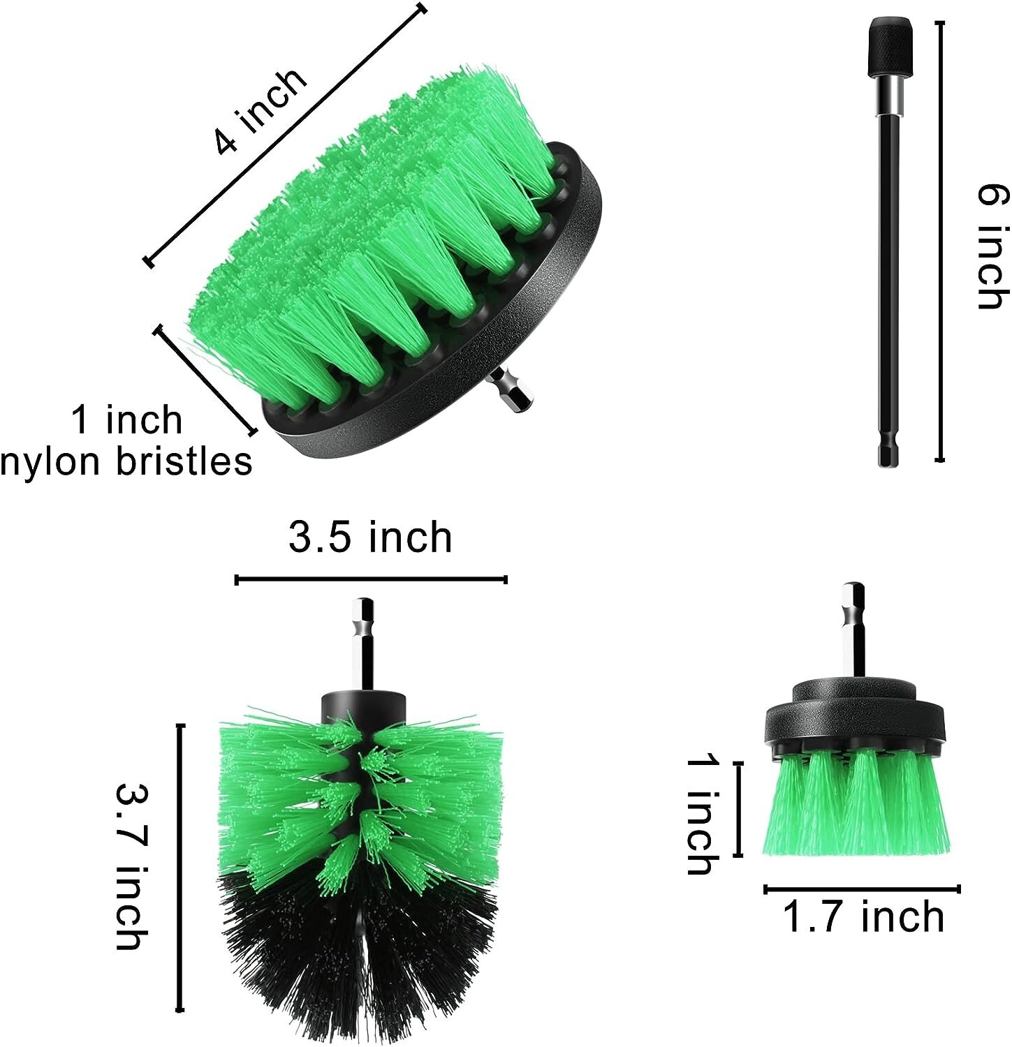 Green 4 Pack Cleaning Drill Brush Power Scrubber Shower Shower Grout Tile Floor