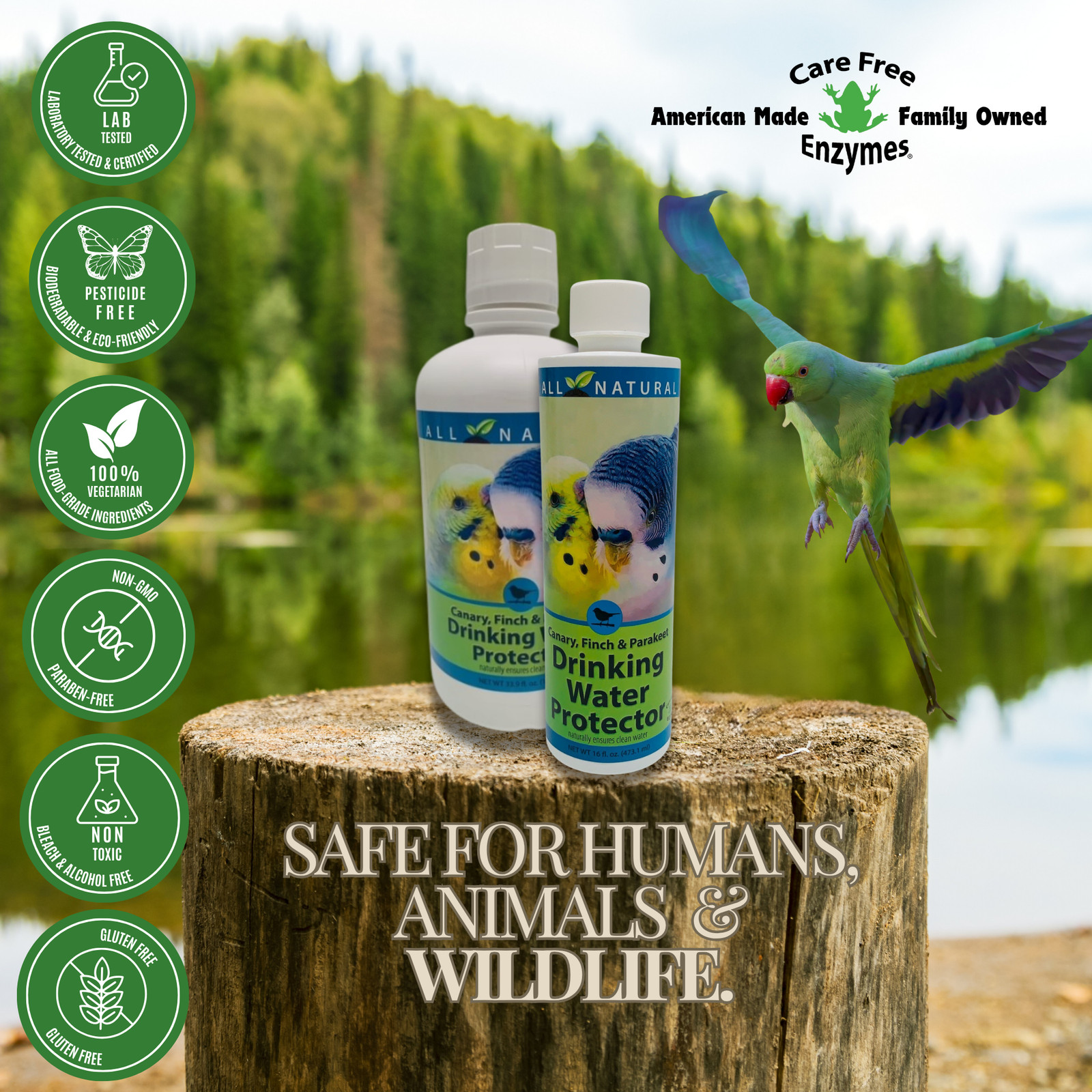 Pet Bird Drinking Water Protector | Keeps Water Fresh & Slime-Free | 16 oz & 33.