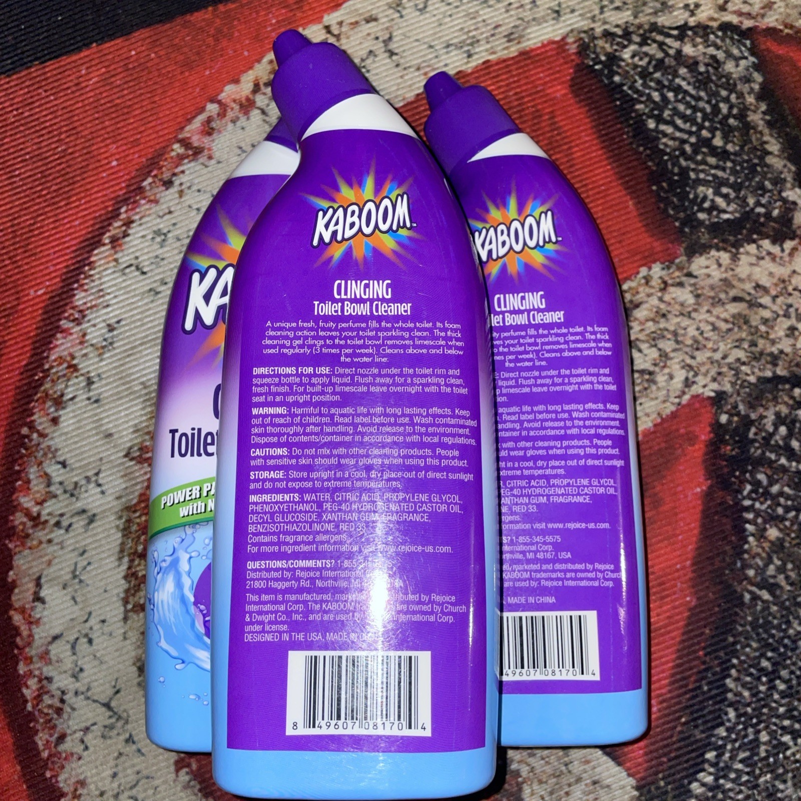 3 Kaboom Clinging Toilet Bowl Cleanser and Deodorizer 14 fl Oz, Pack of 3