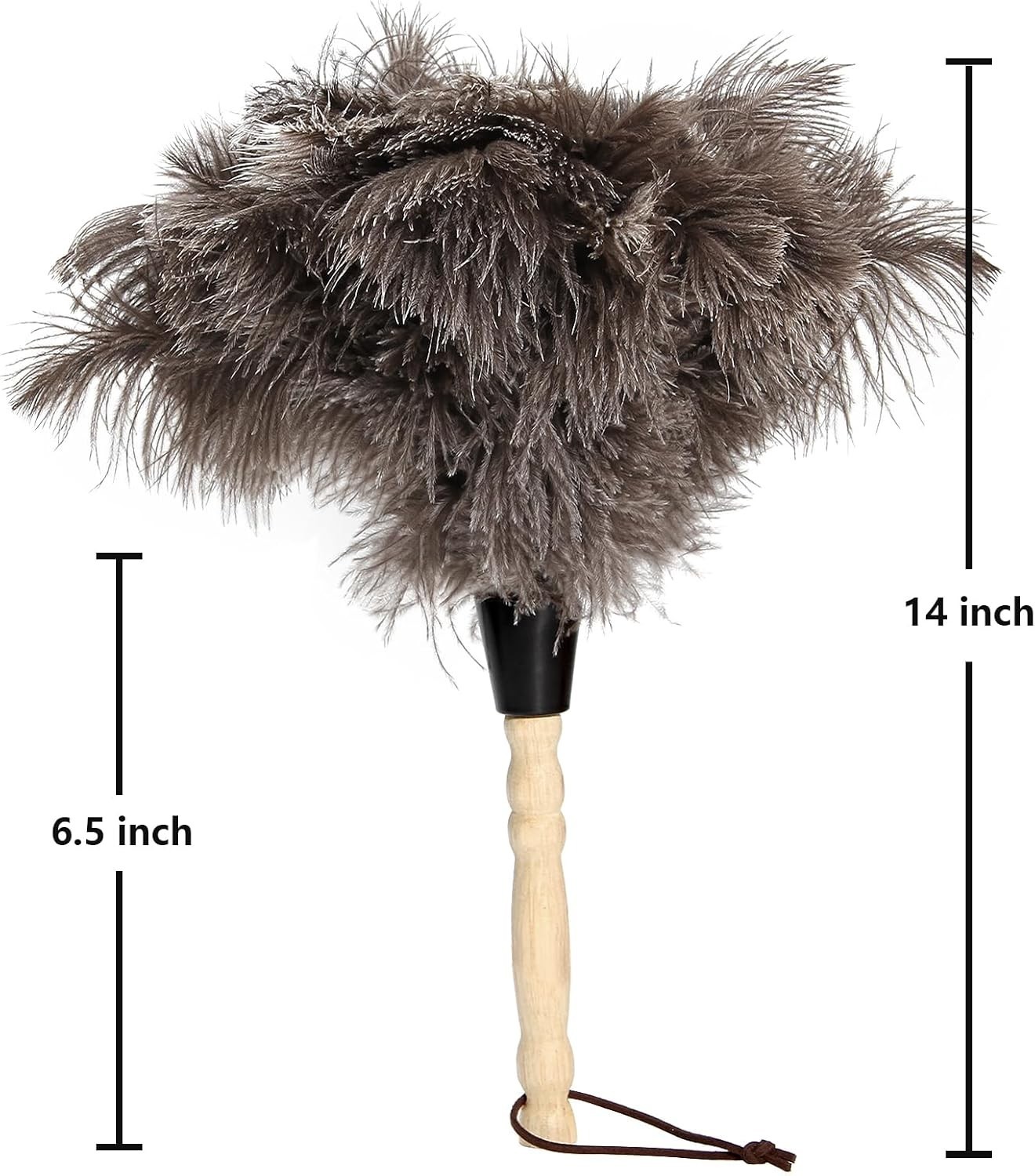 Ostrich Feather Duster 2pcs Natural Feathers with Wooden Handle for Cleaning
