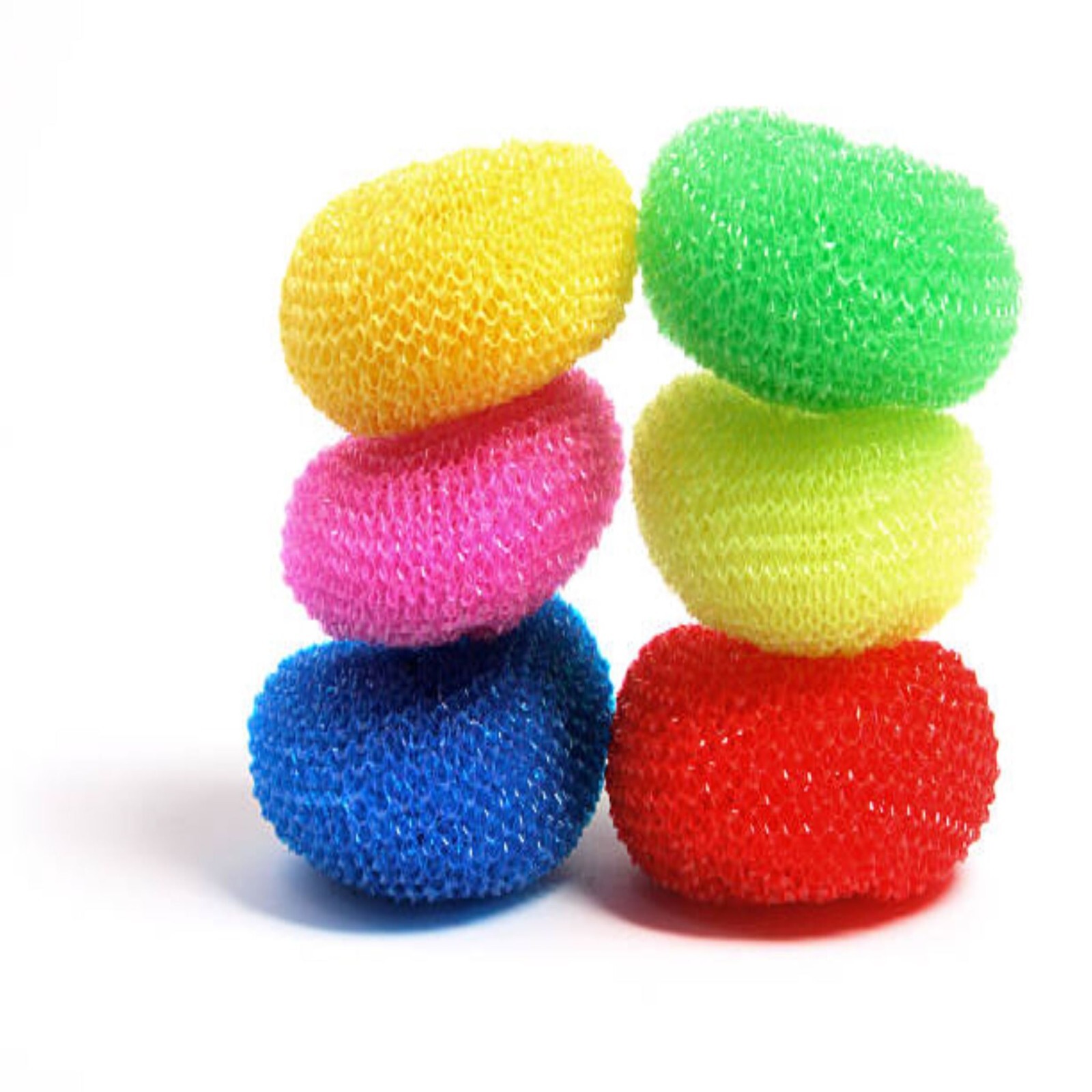 6pcs Nylon Plastic Round Scrubber Kitchen Cleaning Plastic Pot Pan Dish Washer