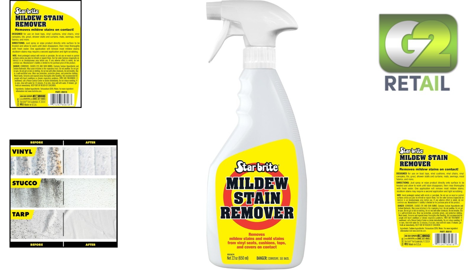 Marine-Tested Mildew Remover – Quick Action Stain Cleaner for Outdoor Upholstery