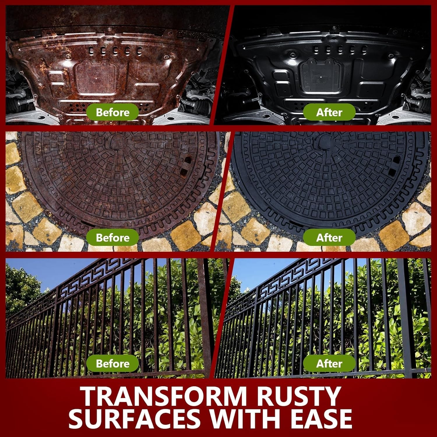 4-In-1 Rust Converter & Metal Primer, 34 Fl Oz Black Rust Inhibitor Paint for Me
