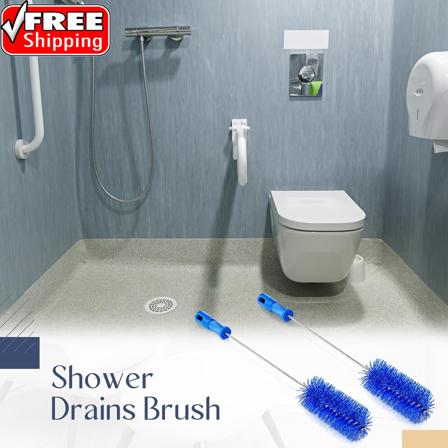 2 Pieces Drain Brush Pipe Cleaning Tube Brushes 19.7 Inch Plastic Shower Pipe Fl