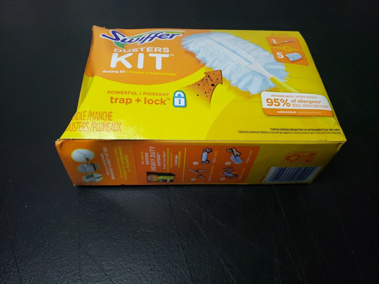 Swiffer Dusters Kit contains one handle and five disposable dusters for cleaning