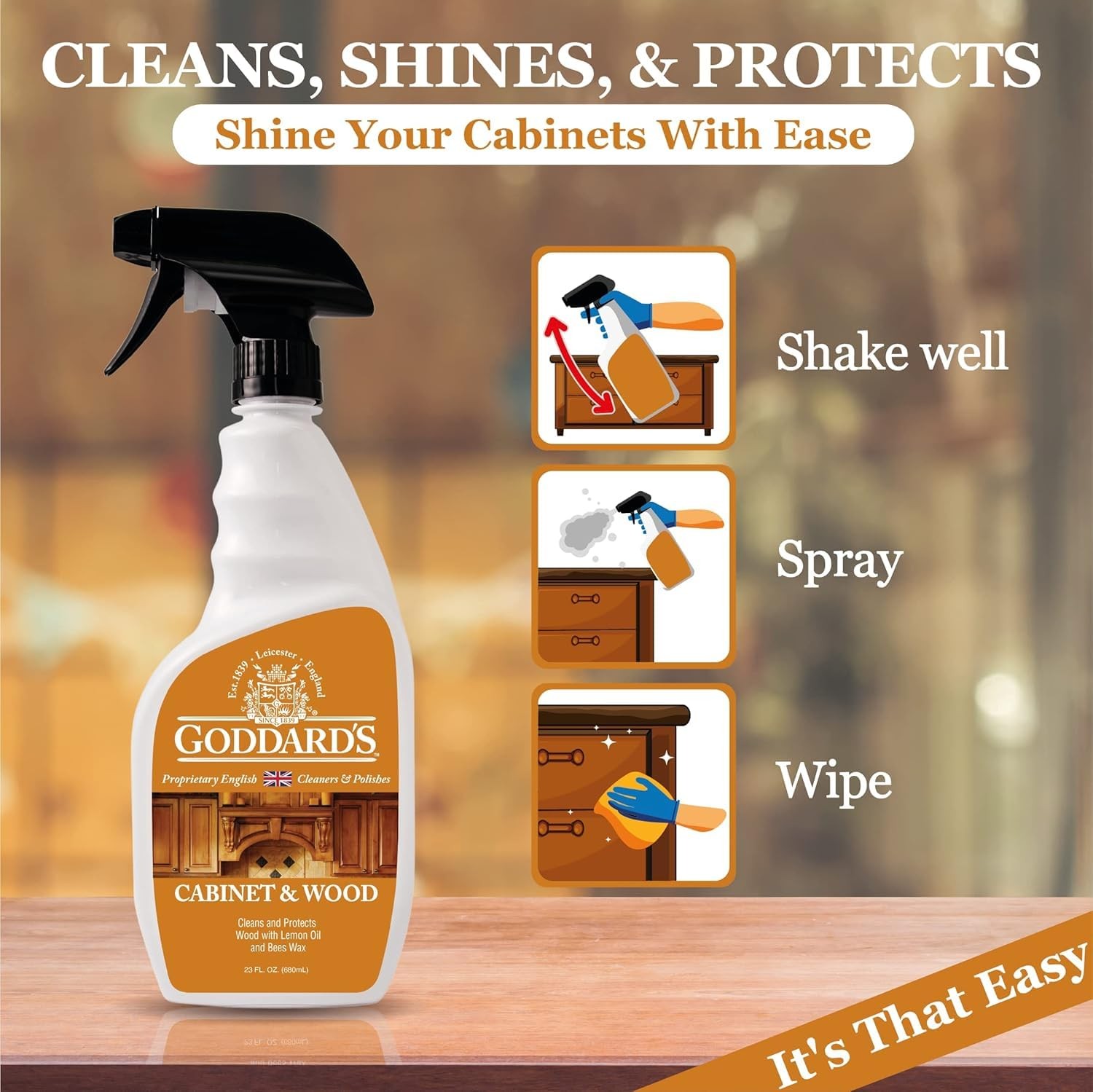 Cabinet & Wood Wax Spray Wood Cleaner & Furniture Polish Wood Conditioner wit…
