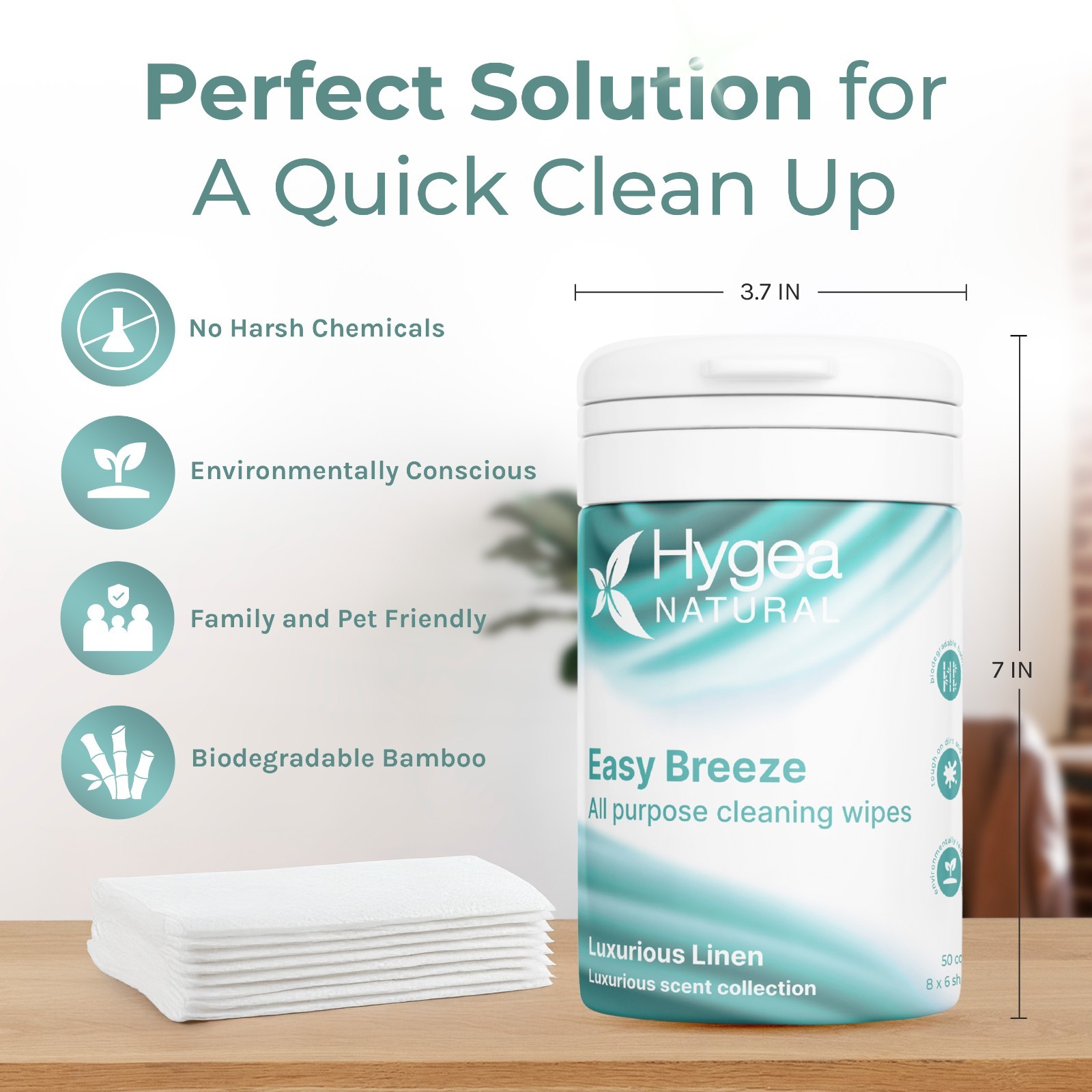 Easy Breeze Non-Toxic cleaning wipes, 50 count All purpose cleaning wipes
