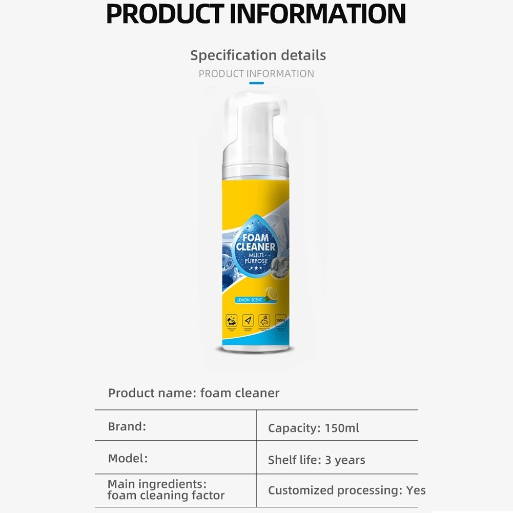3SET 4-in-1 Multi-Enzyme Foam Cleaner, All-Purpose Spray 5oz with Sponge & Towel