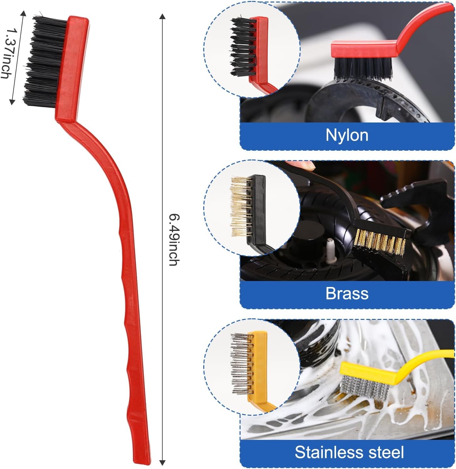 Auto Car Detailing Brush Set Car Interior Cleaning Kit Includes 3 Boar Hair Deta