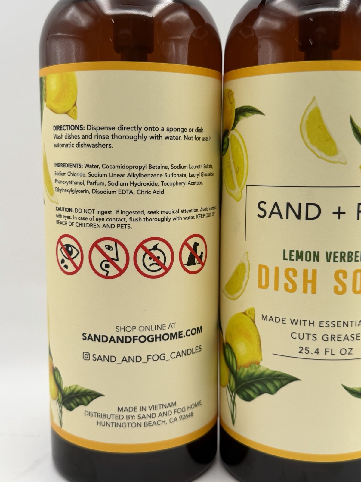2 Pack Sand + Fog Lemon Verbena Dish Soap 25.4 Oz Each Essential Oils Cut Grease