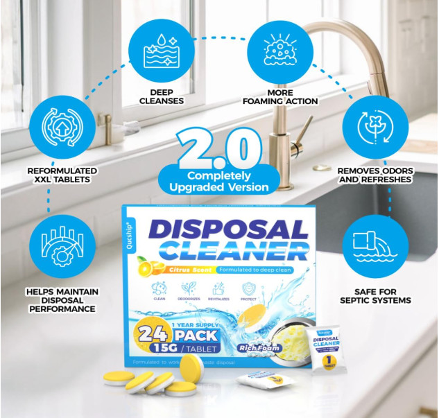 Foaming Garbage Disposal Cleaner Deodorizer Tablets – 24 Pack