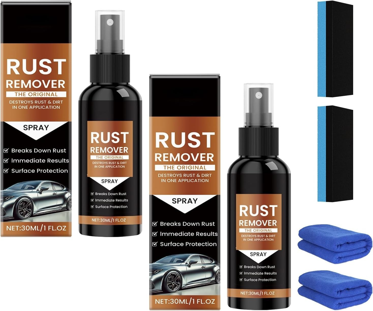 2Pcs Nexa Rust Remover Spray, 2025 Upgrade Rust Remover for Metal, Car Scratch R