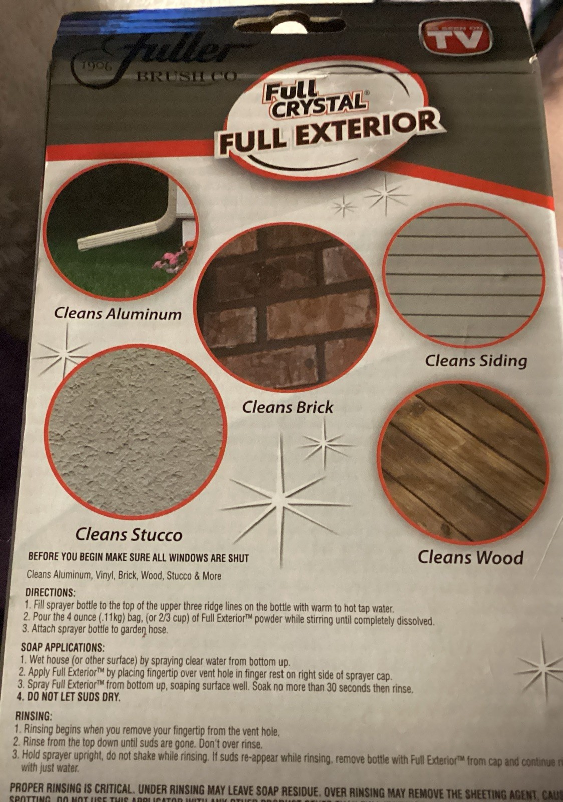 Fuller Brush Full Crystal Exterior House Cleaner – 4 oz. Cleans all Sidings!