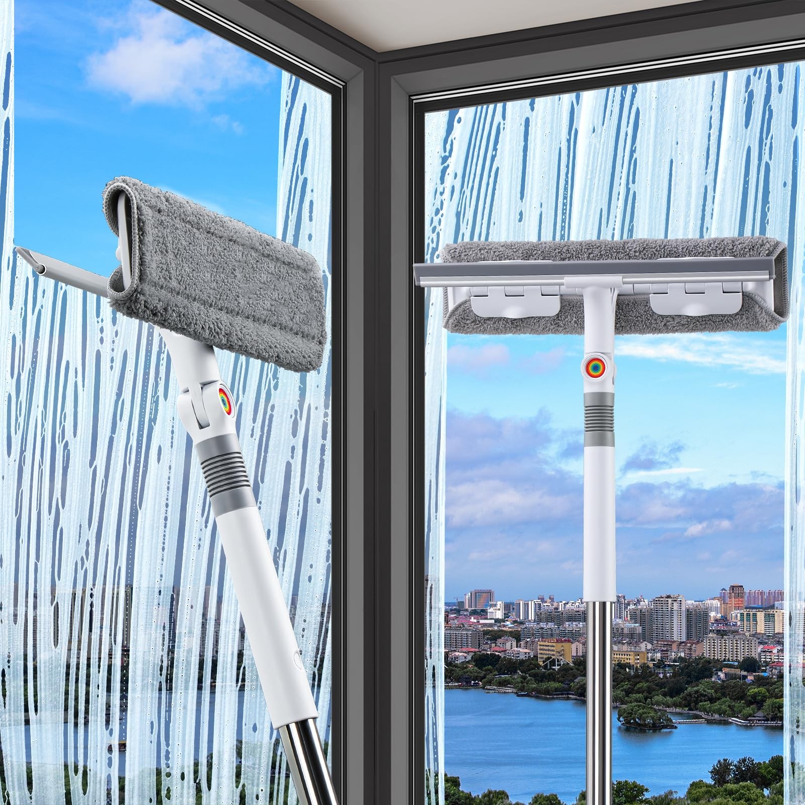 126’’ Squeegee for Window Cleaning, 2-in-1 Window Cleaner Tool with Extension…