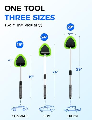 Windshield Cleaner Tool Extendable Handle 5.7×6.1in 180 Swivel Head Car