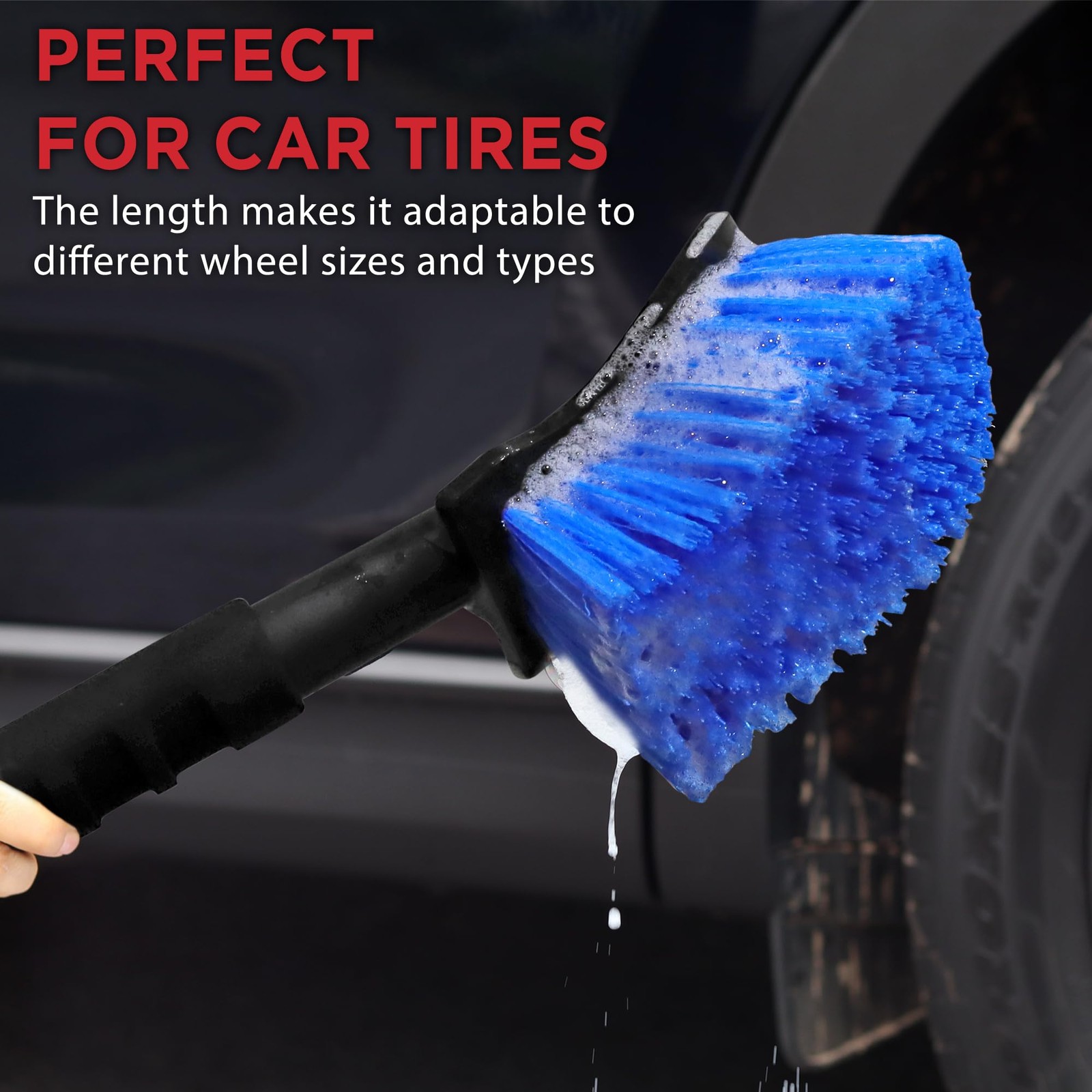 17.5″ Long Handle Wheel Tire Body Brush – Gentle Car Wash Brush for Safe Tire…