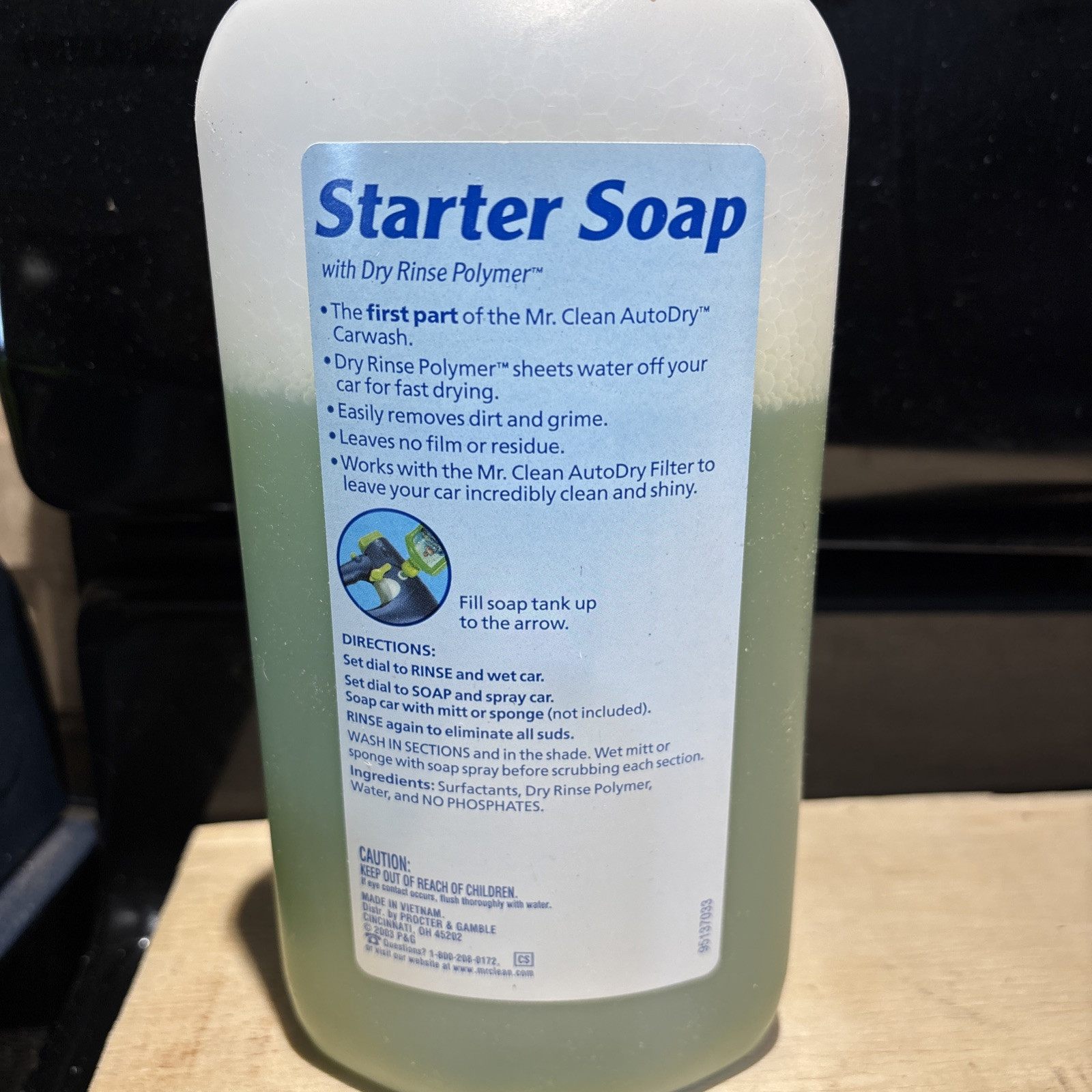 Mr. Clean Auto Dry Carwash Starter Soap Concentrated Liquid Open Bottle