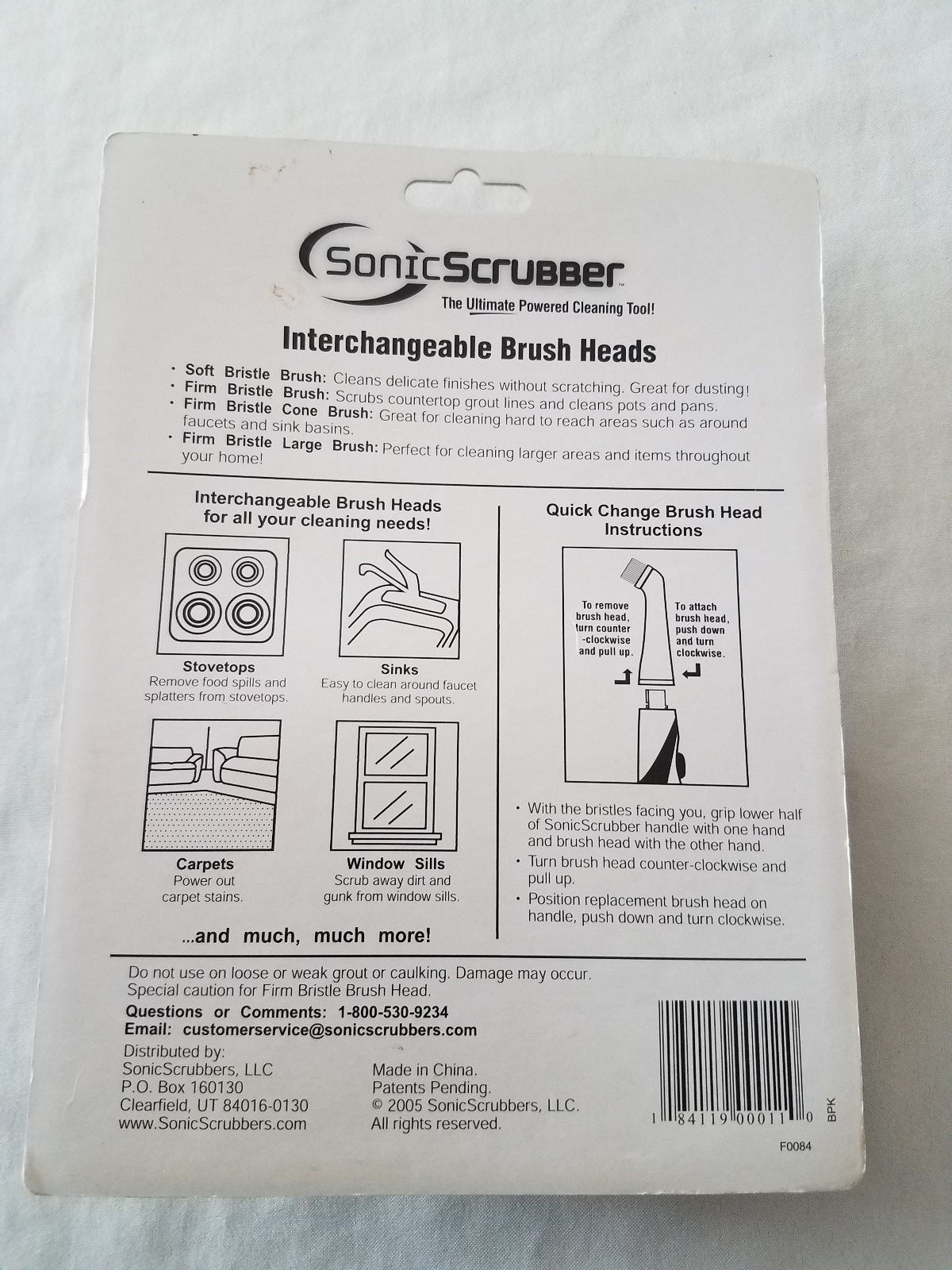 Sonic Scrubber Replacement Brush Set For Kitchen & Household & Bathroom NEW