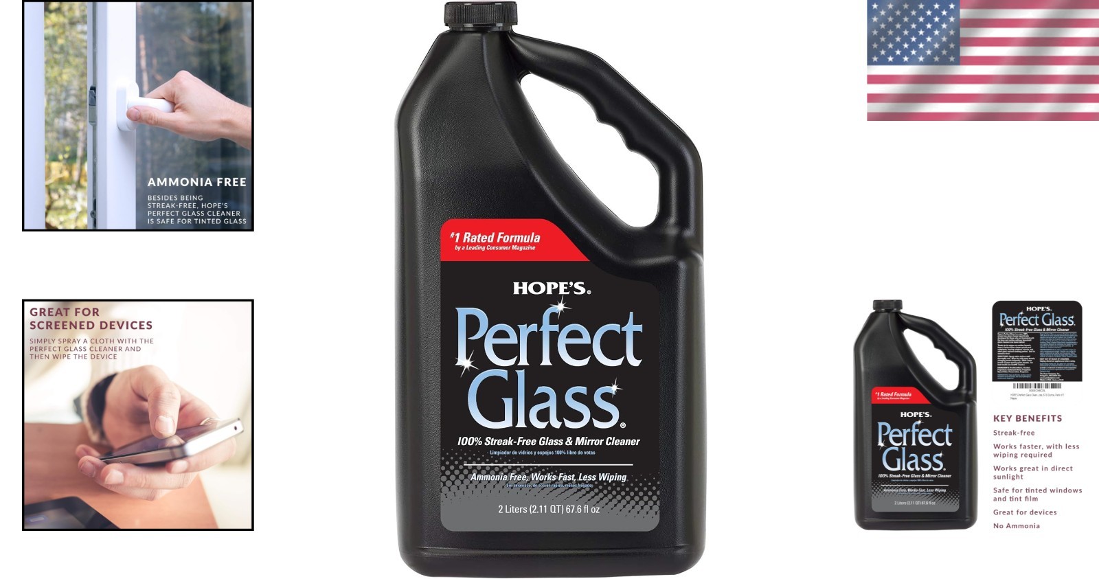 Ammonia-Free Glass Cleaner Refill – 67.6 Oz for Spotless Windows & Mirrors