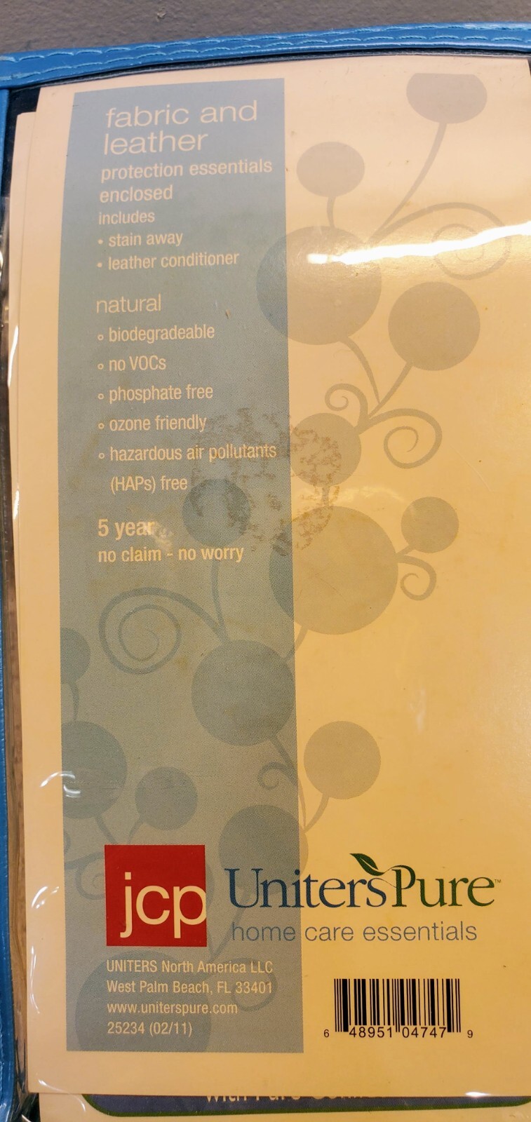NIB Set UNITERS Pure Home Care Essentials Leather Furniture Cleaner/Stain Away