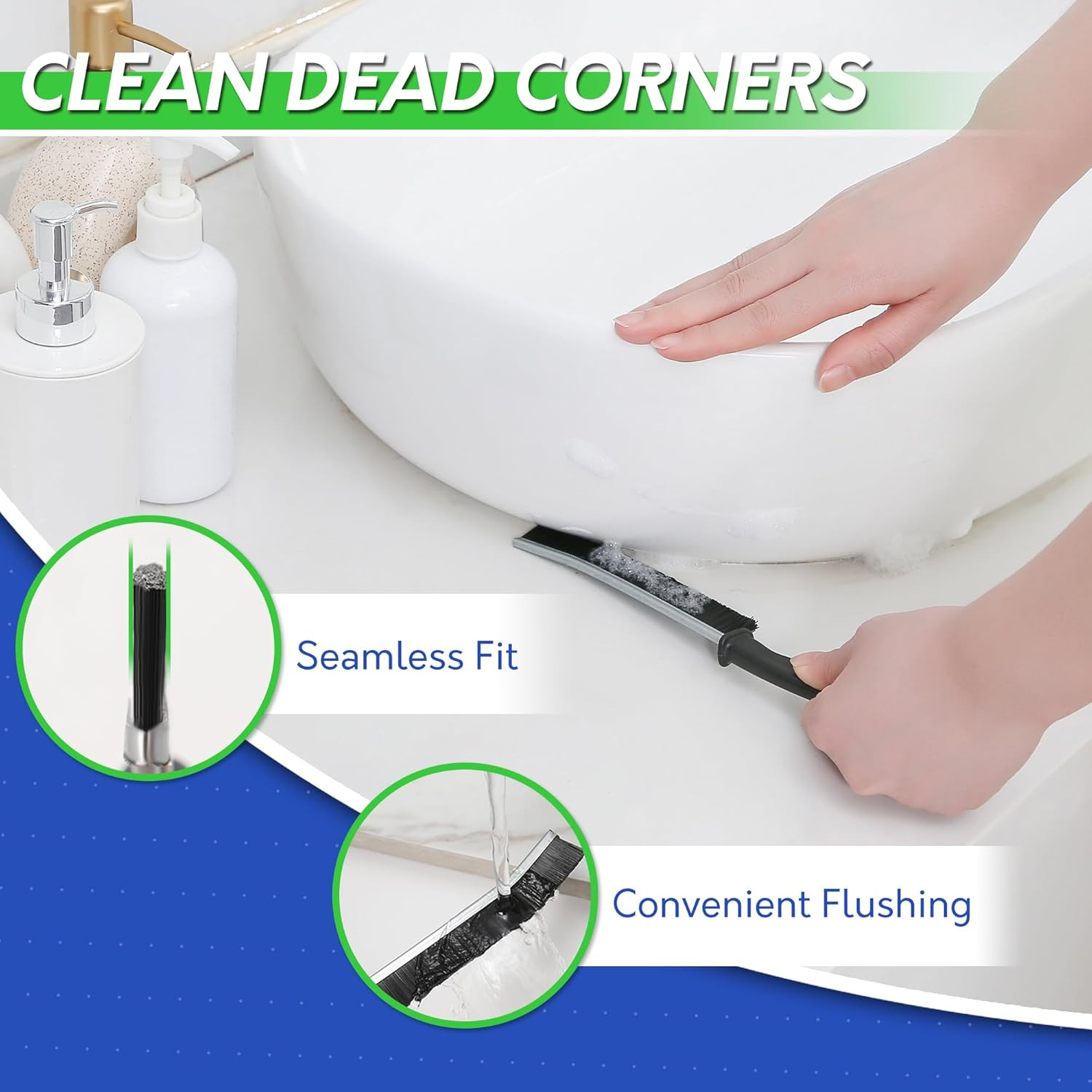 Grout Cleaning Brush V Shape Floor Scrub Brush Long Handle Crevice Set