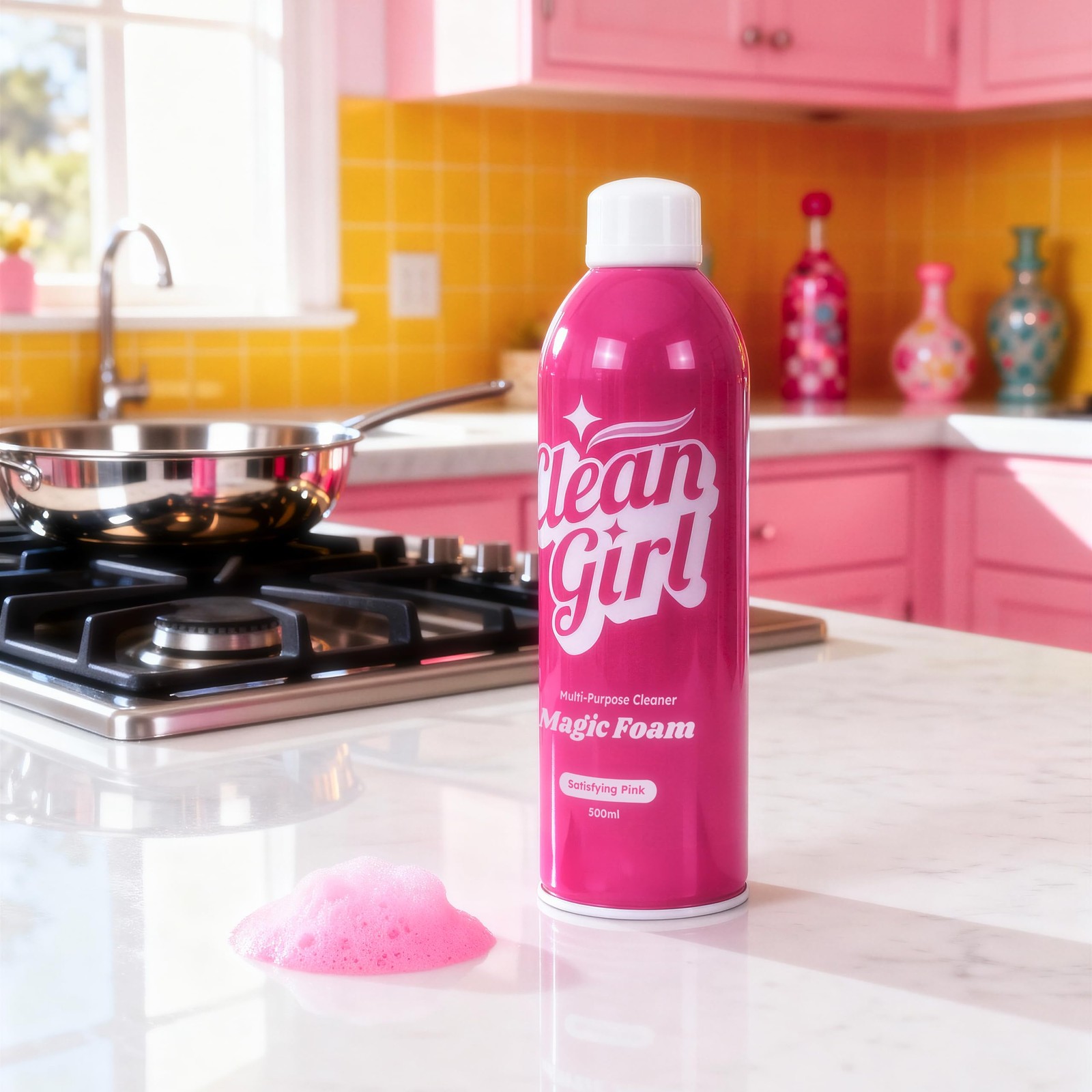 Magic Foam Multi Purpose Cleaner Spray, Pink Foam Bathroom Cleaner, Kitchen D…