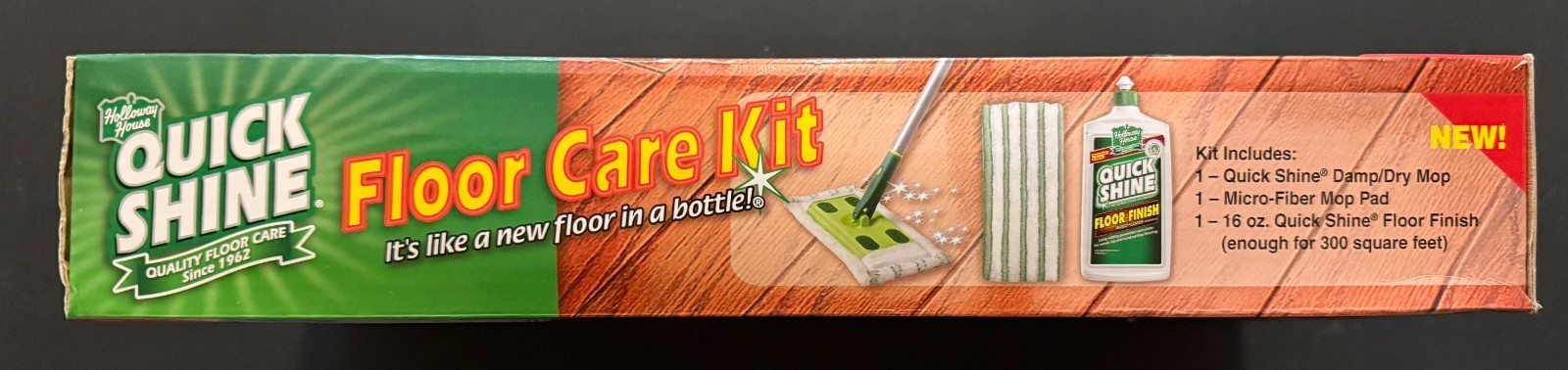 New NIB Holloway House Quick Shine Fiber Pad Mop Floor Care Kit Floor Cleaner