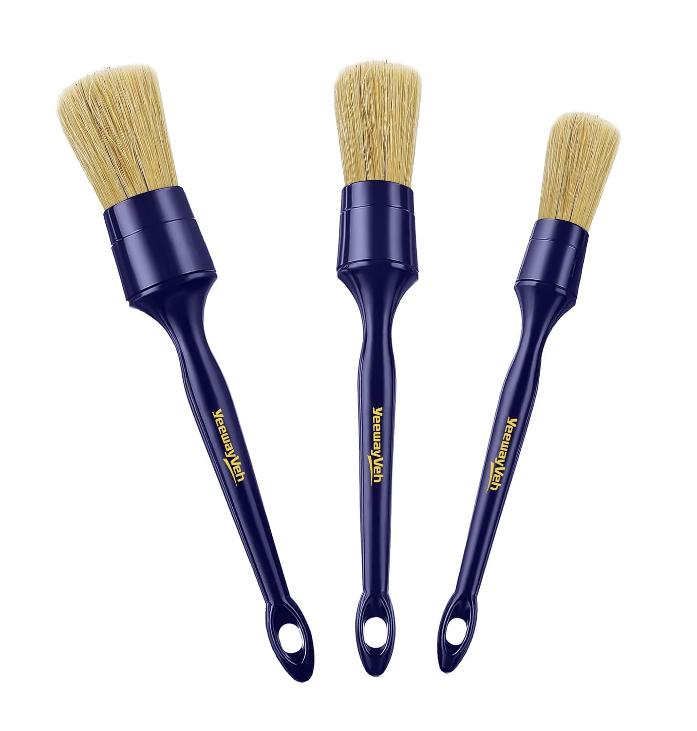3-Pack Ultra Soft Boars Hair Car Detailing Brushes for Interior & Exterior Auto