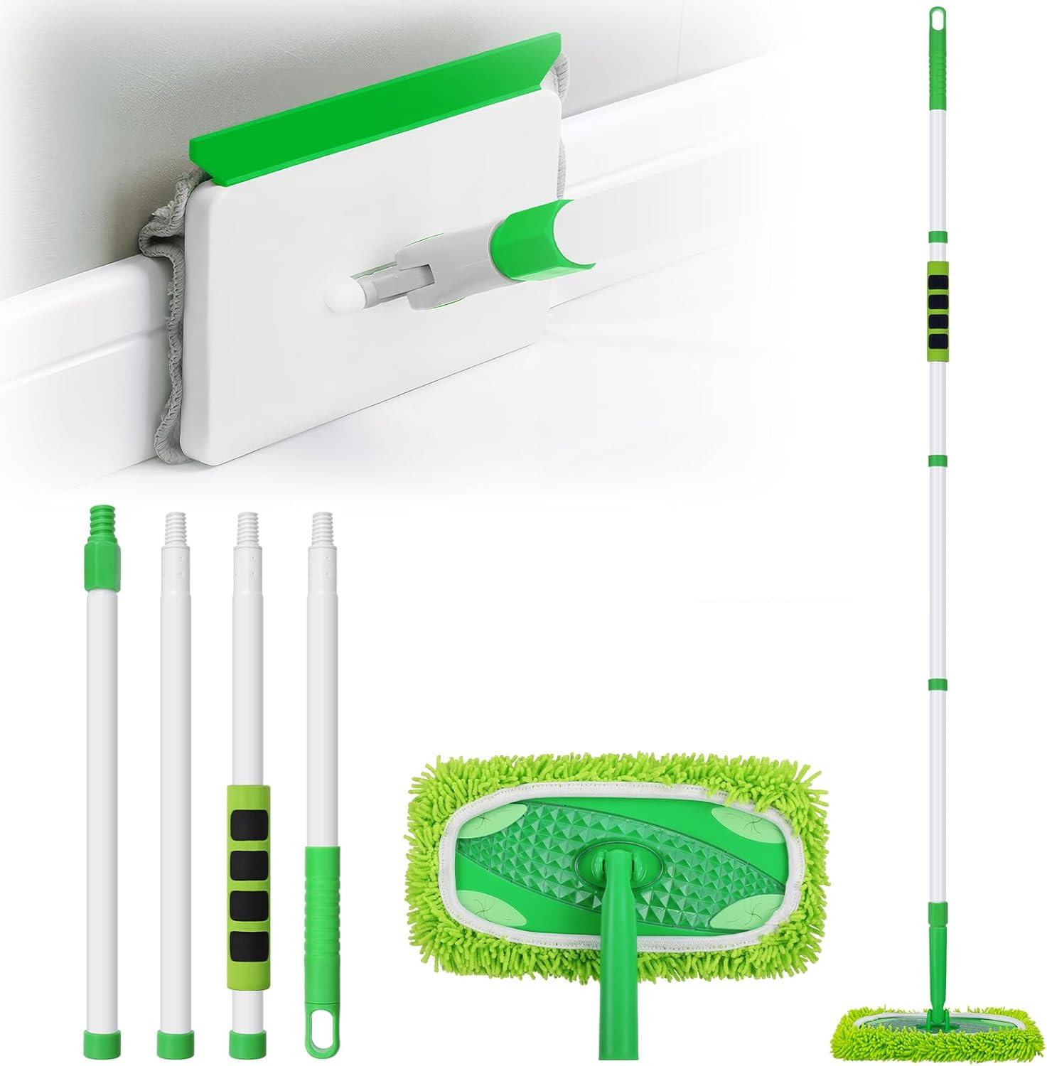 Baseboard Cleaner Tool with Handle, Extendable Long Handle Baseboard Floor Clean