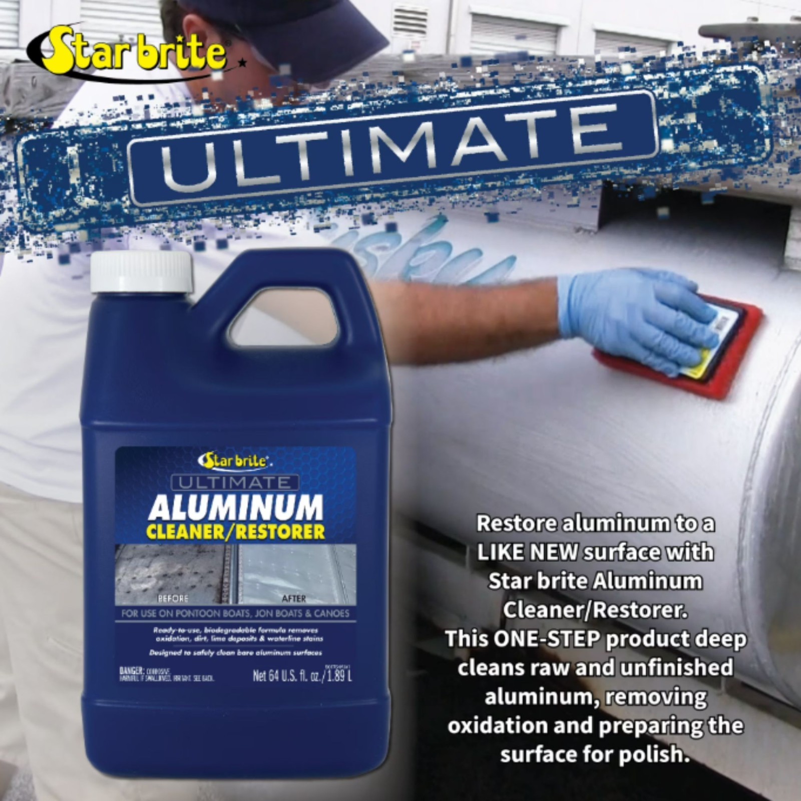 Star Brite Aluminum Cleaner – for Pontoons, Canoes & Unpainted Aluminum 64 oz