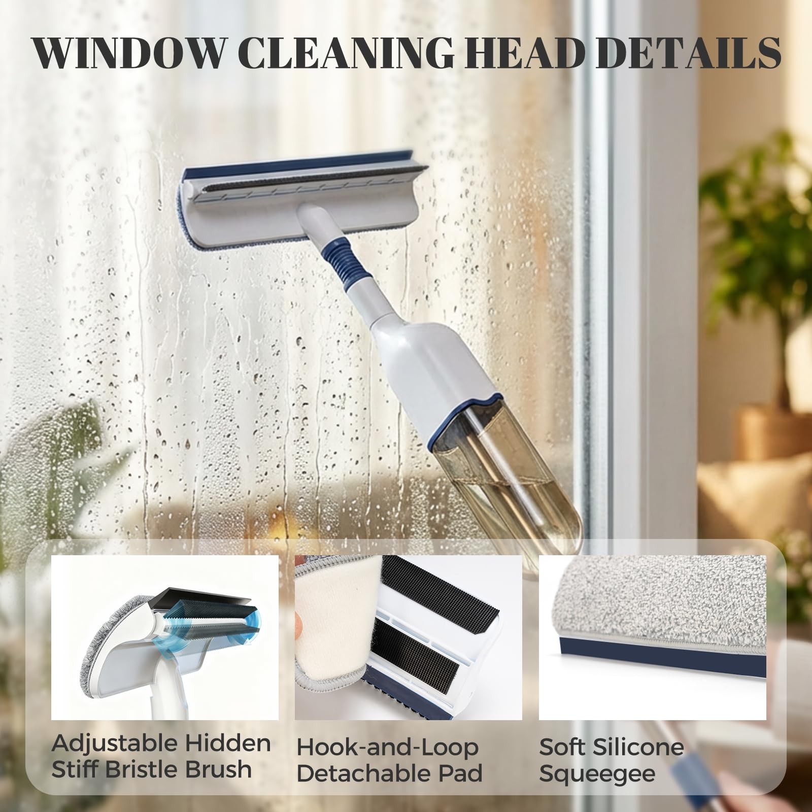 All-in-One Spray Window Squeegee and Floor Mop, 50″ Long Handle Spray Squeege…