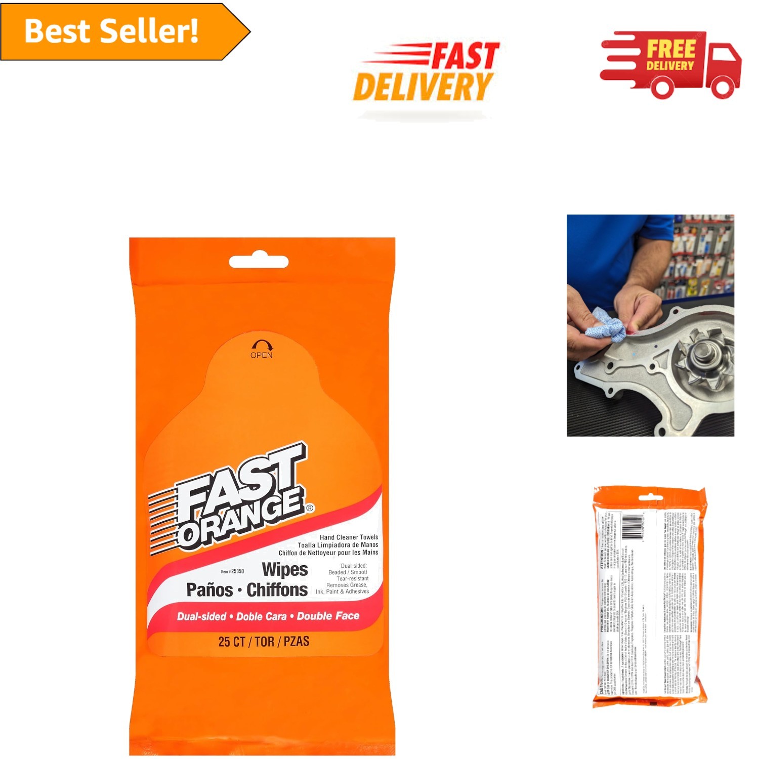 25 Count Mechanic Hand Wipes – Dual-Sided Heavy Duty Cleaning Solution