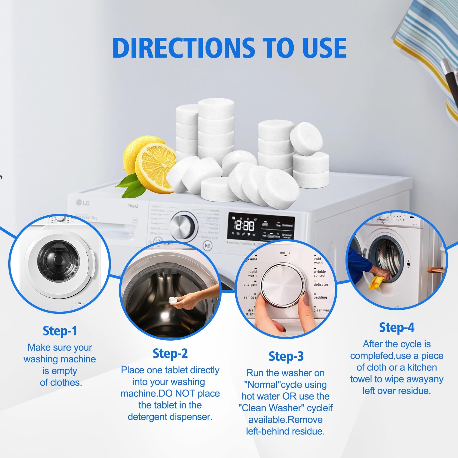 USKICH Washing Machine Cleaner Descaler 40 Pack-Deep Cleaning Tablets For HE