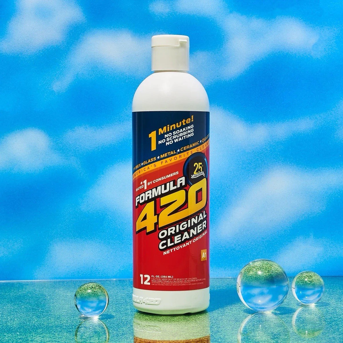 Glass Cleaner Ceramic Metal Bong Hookah Safe Cleaner 12 Oz Bottle 3 Pack